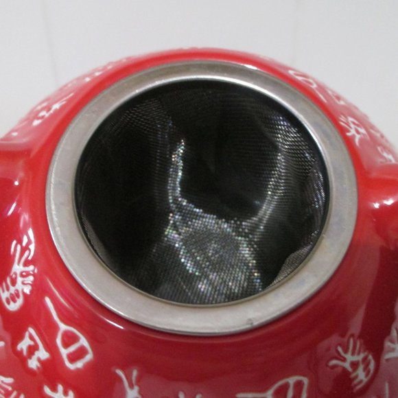 Red Tea Pot With Four Tea Cups In A Box - Picture 6 of 12